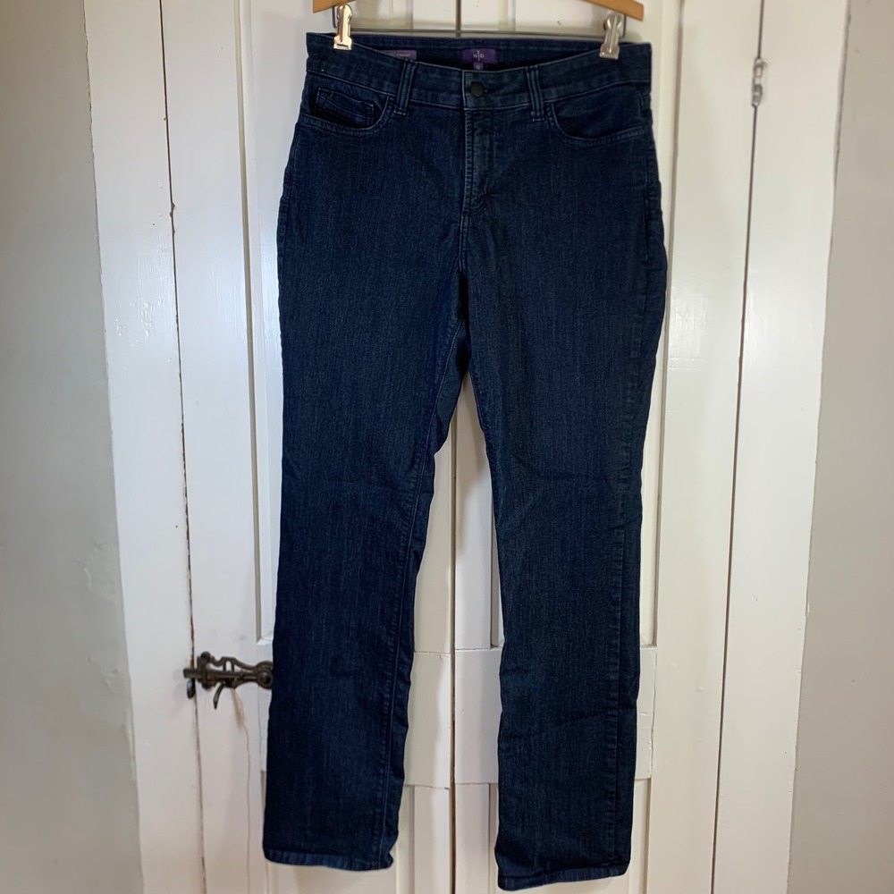 NYDJ Marilyn‎ Straight Leg Dark Indigo Jeans Lift Tuck Technology Size 12 Womens